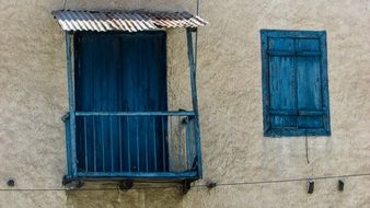 old house with blue shutters, cyprus, Troulloi