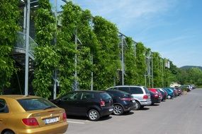 parking with cars near the park