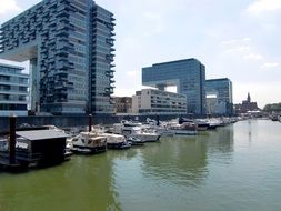 Crane homes in Cologne near the water