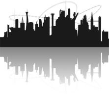 Silhouette Futuristic City drawing