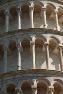 columns on the walls of the tower of Pisa