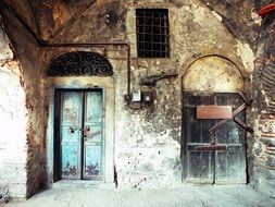 doors to an abandoned building in Istanbul