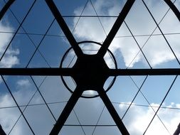 hexagonal ceiling in the building