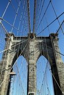 architecture of brooklyn bridge close up