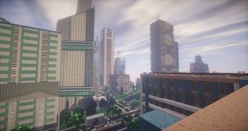 minecraft map with skyscrapers