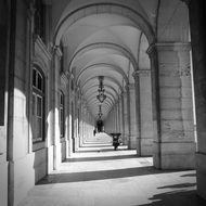 Black and white Picture of the building in Lisbon