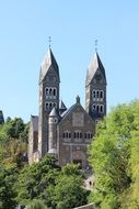 panoramic view of the medieval palace among the trees