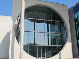 circle on the facade of the building