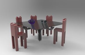 glass table and four chairs