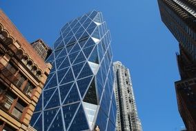 glass facade of a modern skyscraper in new york