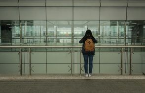 girl at the glass wall