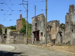 ruined village as a historical monument in Oradour-sur-Glan