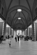 black and white photo of the museum hall