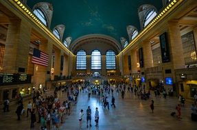 people in Grand Central Terminal station building, usa, new york city