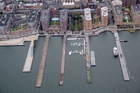 Harbor in New York City aerial view