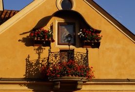 beautiful balcony with flowers in Prague