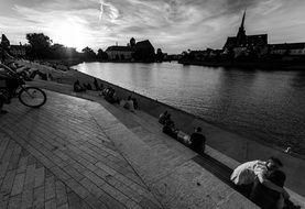 Beautiful black and white landscape of WrocÅaw in Poland