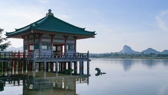 Small homes on a lake in Thailand