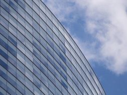 fragment of curved glass and steel Aria Hotel and Casino facade, USA, Nevada, Las Vegas