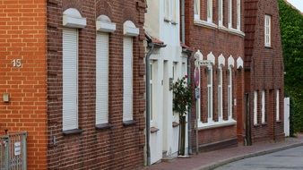 street with brick houses in northern germany