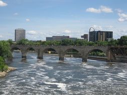 arched bridge over the river in the city center