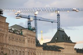 construction crane on red square