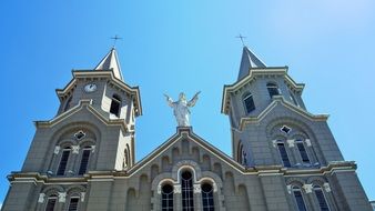 Beautiful church in Colombia at blue sky background