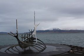 Ship on the coast of Reykjavik in Iceland