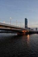 bridge in vienna with night lighting