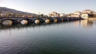 arched bridge reflected in the water