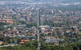 top view of city at summer, germany, Kassel