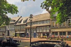old houses on the street in germany
