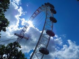 Ferris wheel in London in sunny day
