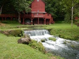 picturesque water mill in the park