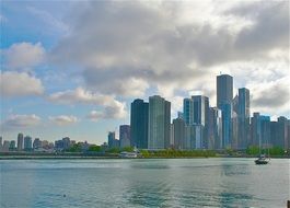 Lake Michigan and Chicago skyline, usa, illinois