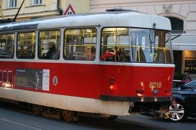 tram on the road in Prague