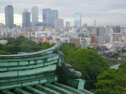 green roof of castle in Nagoya