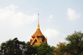 Thailand temple roof in th trees