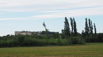 distant view of the fortress in the city of villeneuve-le-avignon