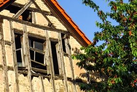 broken window of an old house in the countryside