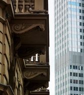 Frankfurt new skyscrapers and old buildings