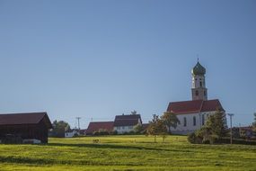 church at the blue sky background in German