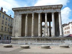 ancient roman temple of Augustus and Livia in city, france, Vienne