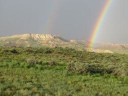 Two Rainbows above Scenic landscape, usa, wyoming