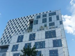 Glass panel on facade of Law School building of University Of Maryland, usa