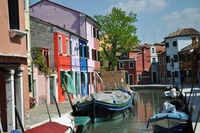 channel on Burano island, Italy