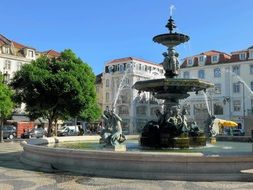 beautiful Fountain on square, portugal, Lisbon