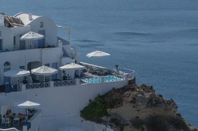 white interior of a hotel in Santorini