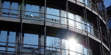 glass facade of a modern building in Ludwigshafen