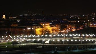 panoramic view of night Mannheim